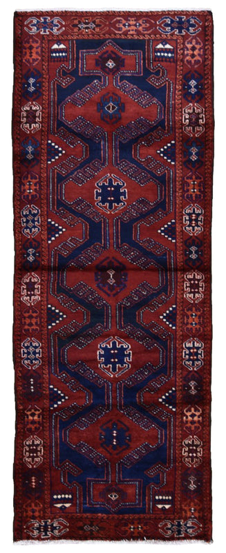 Persian Rug Hand Knotted Oriental Rug Semi-Antique Fine Persian Hamadan Runner 3'4X9'3