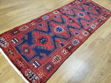 Persian Rug Hand Knotted Oriental Rug Semi-Antique Fine Persian Hamadan Runner 3'4X9'3