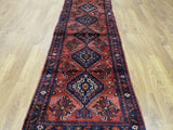 Persian Rug Hand Knotted Oriental Rug Semi-Antique Fine Persian Hamadan Runner 3'5X9'8