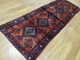 Persian Rug Hand Knotted Oriental Rug Semi-Antique Fine Persian Hamadan Runner 3'5X9'8