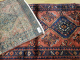 Persian Rug Hand Knotted Oriental Rug Semi-Antique Fine Persian Hamadan Runner 3'5X9'8