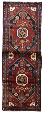Persian Rug Hand Knotted Oriental Rug Semi-Antique Fine Persian Hamadan Runner 3'6X9'10