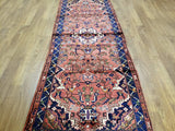 Persian Rug Hand Knotted Oriental Rug Semi-Antique Fine Persian Hamadan Runner 3'6X9'2