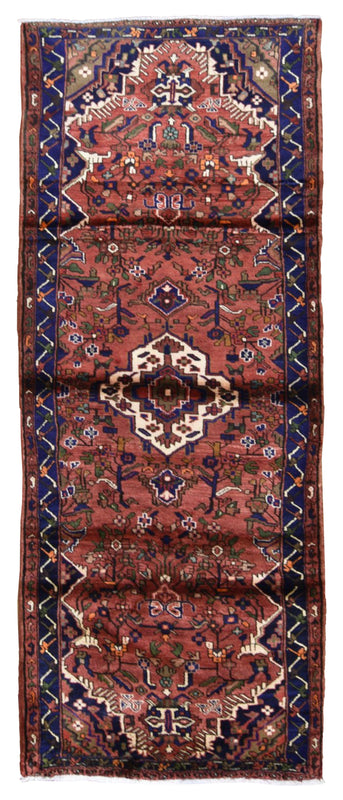 Persian Rug Hand Knotted Oriental Rug Semi-Antique Fine Persian Hamadan Runner 3'6X9'2