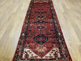 Persian Rug Hand Knotted Oriental Rug Semi-Antique Fine Persian Hamadan Runner 3'6X9'9