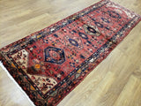 Persian Rug Hand Knotted Oriental Rug Semi-Antique Fine Persian Hamadan Runner 3'6X9'9