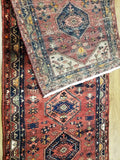 Persian Rug Hand Knotted Oriental Rug Semi-Antique Fine Persian Hamadan Runner 3'6X9'9