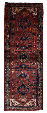 Persian Rug Hand Knotted Oriental Rug Semi-Antique Fine Persian Hamadan Runner 3'6X9'9