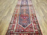 Persian Rug Hand Knotted Oriental Rug Semi-Antique Fine Persian Hamadan Runner 3'7X12'10