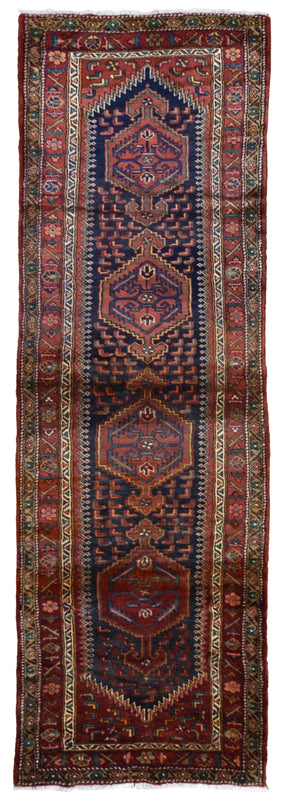 Semi-Antique Fine Persian Hamadan Runner 3'7X12'10