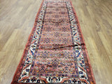 Persian Rug Hand Knotted Oriental Rug Semi-Antique Fine Persian Hamadan Runner 3'7X9'10