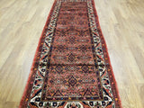 Persian Rug Hand Knotted Oriental Rug Semi-Antique Fine Persian Hamadan Runner 3'7X9'10