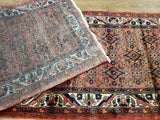 Persian Rug Hand Knotted Oriental Rug Semi-Antique Fine Persian Hamadan Runner 3'7X9'10
