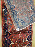 Persian Rug Hand Knotted Oriental Rug Semi-Antique Fine Persian Hamadan Runner 3'7X9'4