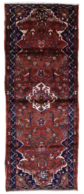 Persian Rug Hand Knotted Oriental Rug Semi-Antique Fine Persian Hamadan Runner 3'7X9'4