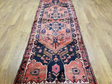 Persian Rug Hand Knotted Oriental Rug Semi-Antique Fine Persian Hamadan Runner 3'8X10'2