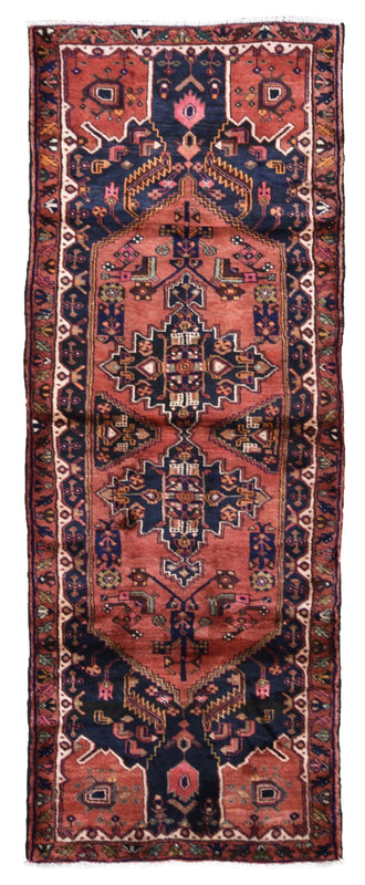 Persian Rug Hand Knotted Oriental Rug Semi-Antique Fine Persian Hamadan Runner 3'8X10'2
