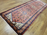 Persian Rug Hand Knotted Oriental Rug Semi-Antique Fine Persian Hamadan Runner 3'8X10'3