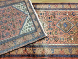 Persian Rug Hand Knotted Oriental Rug Semi-Antique Fine Persian Hamadan Runner 3'8X10'3