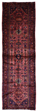 Persian Rug Hand Knotted Oriental Rug Semi-Antique Fine Persian Hamadan Runner 3'9x12'10