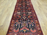 Persian Rug Hand Knotted Oriental Rug Semi-Antique Fine Persian Hamadan Runner 3'9X9'8