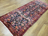 Persian Rug Hand Knotted Oriental Rug Semi-Antique Fine Persian Hamadan Runner 3'9X9'8