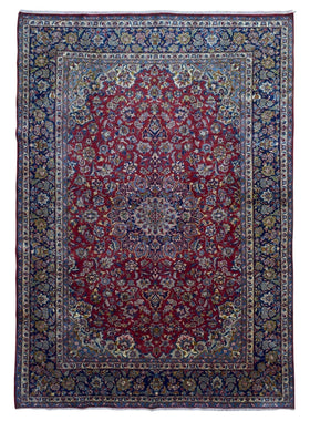 Persian Rug Hand Knotted Oriental Rug Semi-Antique Fine Persian Isfahan Oriental Rug 9'9X13'6