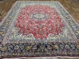 Persian Rug Hand Knotted Oriental Rug Semi-Antique Fine Persian Isfahan Oriental Rug 9'9X13'6