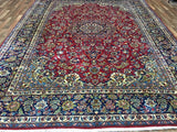 Persian Rug Hand Knotted Oriental Rug Semi-Antique Fine Persian Isfahan Oriental Rug 9'9X13'6