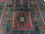 Persian Rug Hand Knotted Oriental Rug Semi-Antique Persian Baluch Rug 3'8 X 6'4