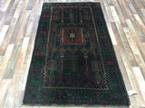 Persian Rug Hand Knotted Oriental Rug Semi-Antique Persian Baluch Rug 3'8 X 6'4