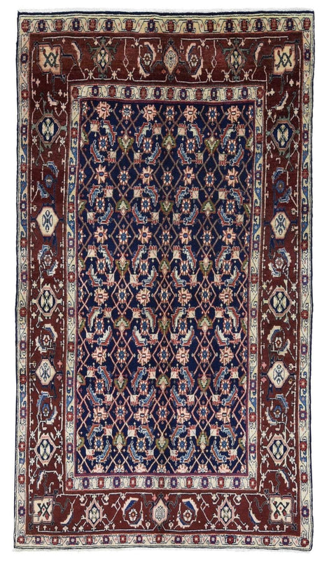 Persian Rug Hand Knotted Oriental Rug Semi Antique Persian Bijar Rug 3'4X6'2