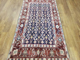 Persian Rug Hand Knotted Oriental Rug Semi Antique Persian Bijar Rug 3'4X6'2