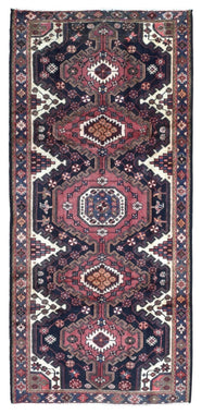 Persian Rug Hand Knotted Oriental Rug Semi-Antique Persian Estate Hamadan Runner Rug 4'5 x 9'8