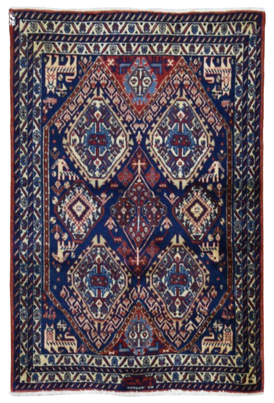 Persian Rug Hand Knotted Oriental Rug Semi Antique Persian Hamadan Area Rug 2'10X4'3