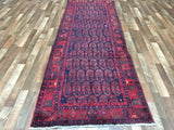 Persian Rug Hand Knotted Oriental Rug Semi-Antique Persian Hamadan Oriental Rug 3'7X10'4