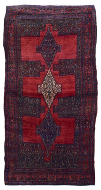 Persian Rug Hand Knotted Oriental Rug Semi-Antique Persian Hamadan Oriental Rug 3'9X7'9