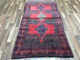 Persian Rug Hand Knotted Oriental Rug Semi-Antique Persian Hamadan Oriental Rug 3'9X7'9