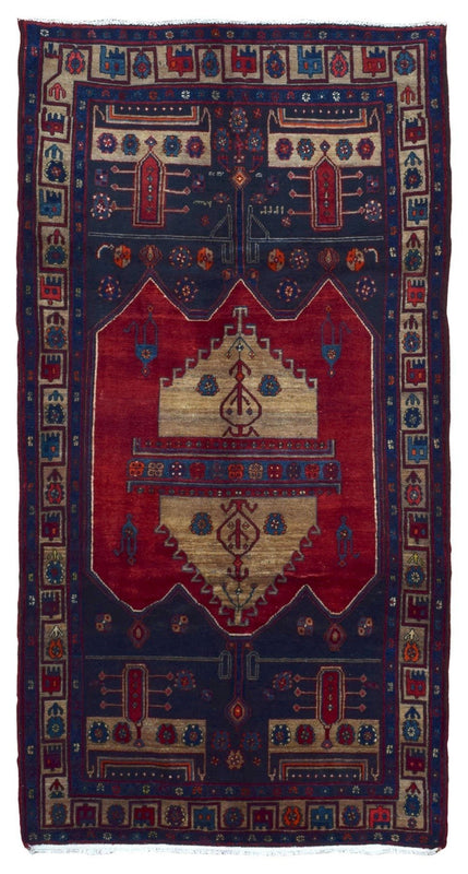 Persian Rug Hand Knotted Oriental Rug Semi-Antique Persian Hamadan Oriental Rug 4'5X10'2