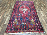 Persian Rug Hand Knotted Oriental Rug Semi-Antique Persian Hamadan Oriental Rug 4'7 x 9'7