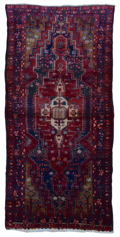 Persian Rug Hand Knotted Oriental Rug Semi-Antique Persian Hamadan Oriental Rug 4'7 x 9'7