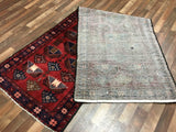 Persian Rug Hand Knotted Oriental Rug Semi-Antique Persian Hamadan Oriental Runner Rug 3'1X9'8