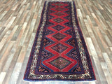 Persian Rug Hand Knotted Oriental Rug Semi-Antique Persian Hamadan Oriental Runner Rug 3'3X9'8
