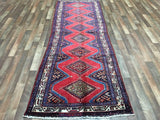 Persian Rug Hand Knotted Oriental Rug Semi-Antique Persian Hamadan Oriental Runner Rug 3'3X9'8