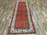 Persian Rug Hand Knotted Oriental Rug Semi-Antique Persian Hamadan Oriental Runner Rug 3'6X10'8