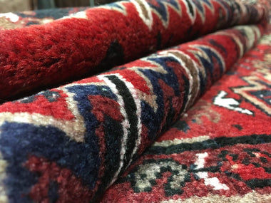 Persian Rug Hand Knotted Oriental Rug Semi-Antique Persian Hamadan Oriental Runner Rug 3'6X9'7