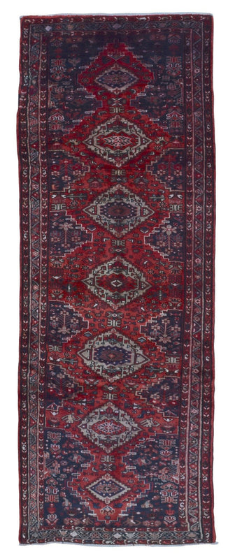 Persian Rug Hand Knotted Oriental Rug Semi-Antique Persian Hamadan Oriental Runner Rug 3'6X9'7