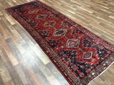 Persian Rug Hand Knotted Oriental Rug Semi-Antique Persian Hamadan Oriental Runner Rug 3'6X9'7