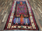 Persian Rug Hand Knotted Oriental Rug Semi-Antique Persian Hamadan Oriental Runner Rug 4'1 x 8'6
