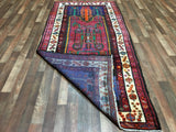 Persian Rug Hand Knotted Oriental Rug Semi-Antique Persian Hamadan Oriental Runner Rug 4'1 x 8'6